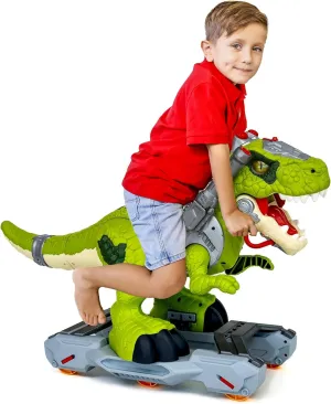 𝐁𝐄𝐒𝐓𝐒𝐄𝐋𝐋𝐄𝐑 Premium Dinosaur Ride-On Scooter for Toddlers – Electric Push & Ride Foot-to-Floor Sliding Rideable Toy with Music, Lights, Mist Spray for Boys & Girls - Green