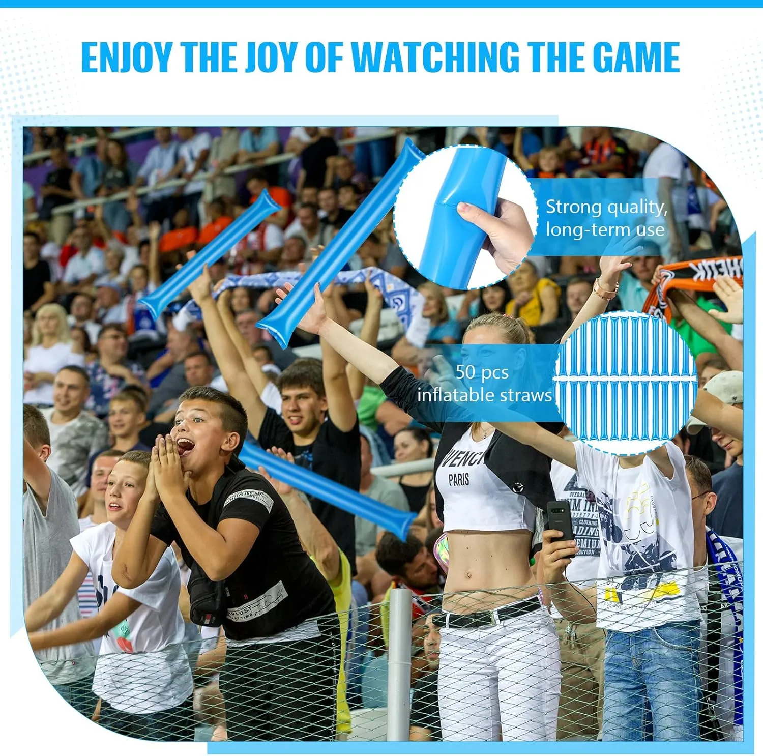 100 Pcs Thunder Sticks Thicken Sporting Cheerleading Team Sticks Cheering Sticks Plastic Clapper Inflatable Noise Makers Sporting Cheers Basketball Football Events Dance Party (Blue)