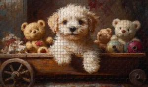 1000 Piece Jigsaw Puzzle for Adults Fluffy Puppy Teddy Bears Challenging and Cute Cozy Puzzle Game for Families Children Wall Decor Gift Family Game Night Fun
