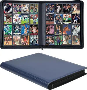 1000  Pockets Trading Card Binder, 16 Pocket Ringless Card Binder Album Folder - Premium Side Loading Zip Binder for Yu-Gi-Oh, TCG, Sports, Game Trading Cards -Navyblue