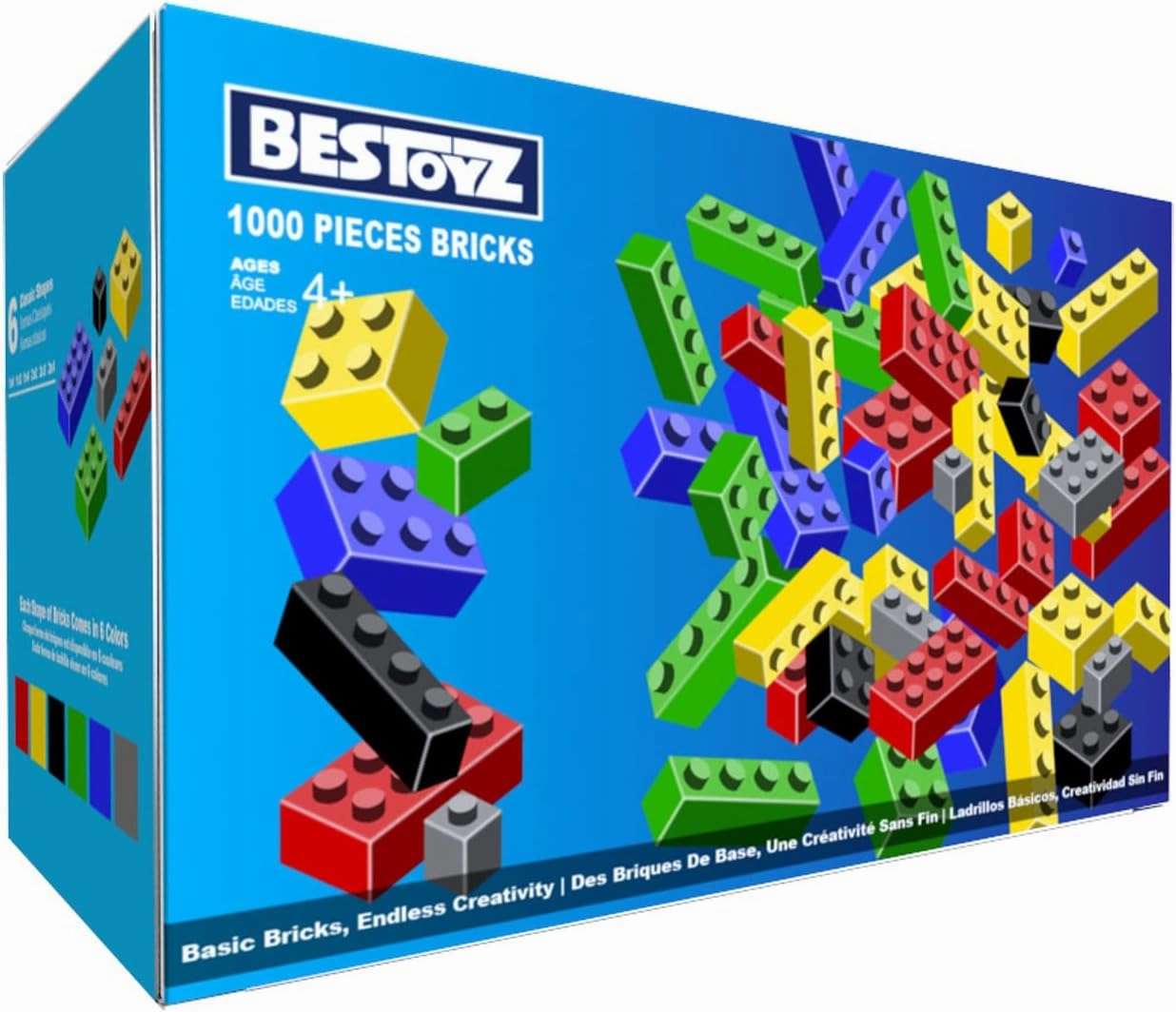 1000 Pieces Building Blocks, Bulk Classic Building Bricks Toy, Big Box of Basic Bricks, Compatible with Major Brands, Educational Construction Toys & Gifts for Kids 4 