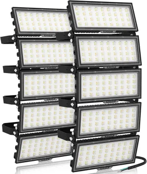 1000W LED Stadium Light Outdoor,130000LM 500W Stadium Lights 2 Pack,6500K Daylight Super Bright Commercial Area Lighting,IP67 Waterproof Adjustable Bracket Arena Lights for Sports Fields,Court