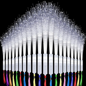 100 Pack White Fiber Optic Wand Glow Wand LED Light Up Wand Bulk with 3 Flashing Models Flashing Sticks for Glow in The Dark Birthday Party Favor Wedding Halloween Christmas, 8 Colors