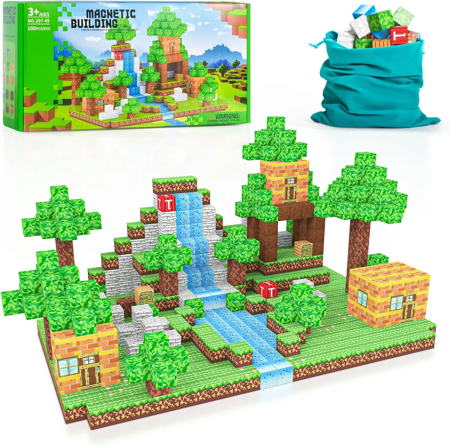 100PCS Magnetic Blocks - Building Toys for Boys Girls 3 ,Toddler Building Magnet Toy STEM Sensory Game,Christmas Birthday Gifts for Kids Ages 4 5 6 7 8 9