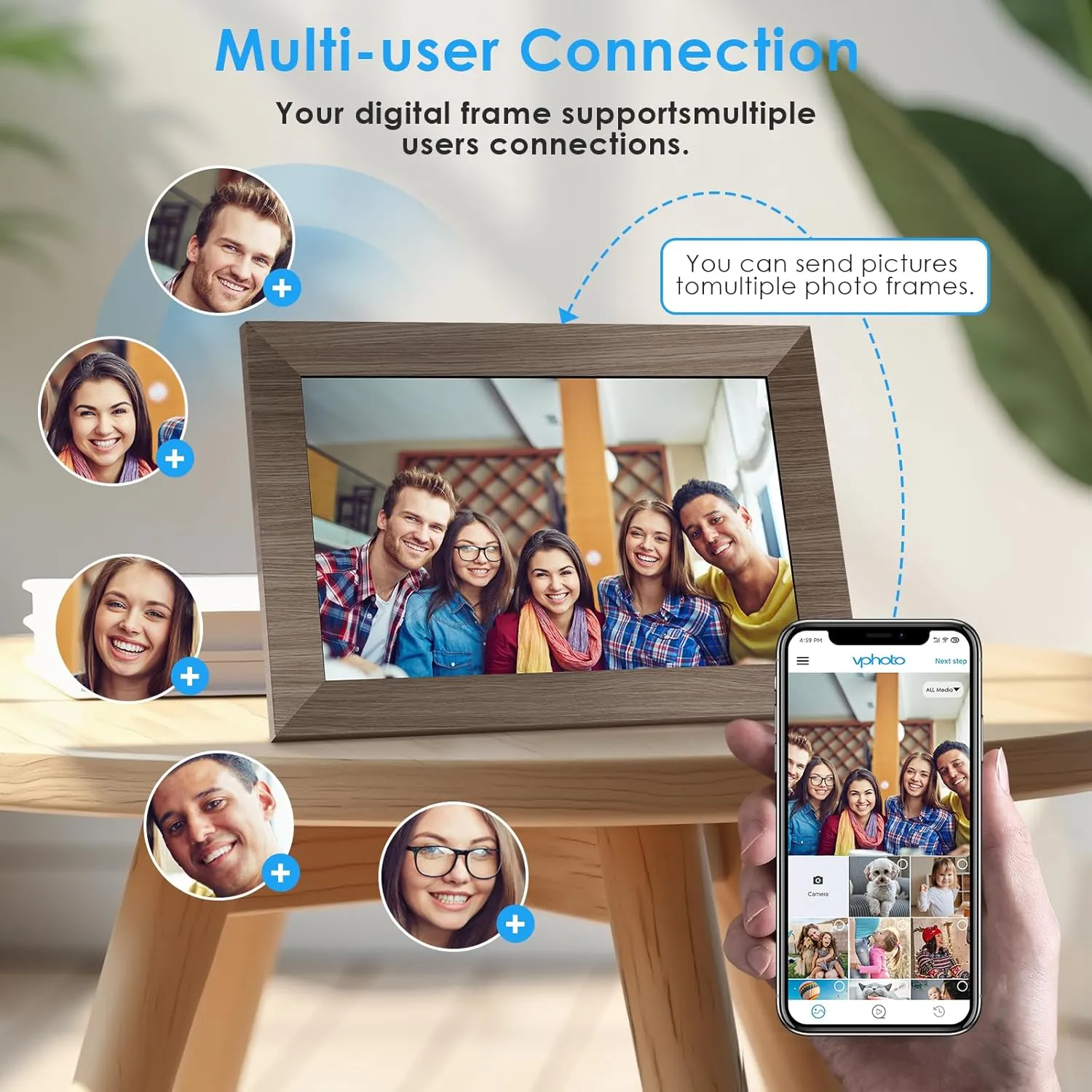 10.1 WiFi Digital Picture Frame, IPS Touch Screen Smart Cloud Digital Photo Frame with 16GB Storage, Wall Mountable, Auto-Rotate, Share Photos from Anywhere Via App, Email
