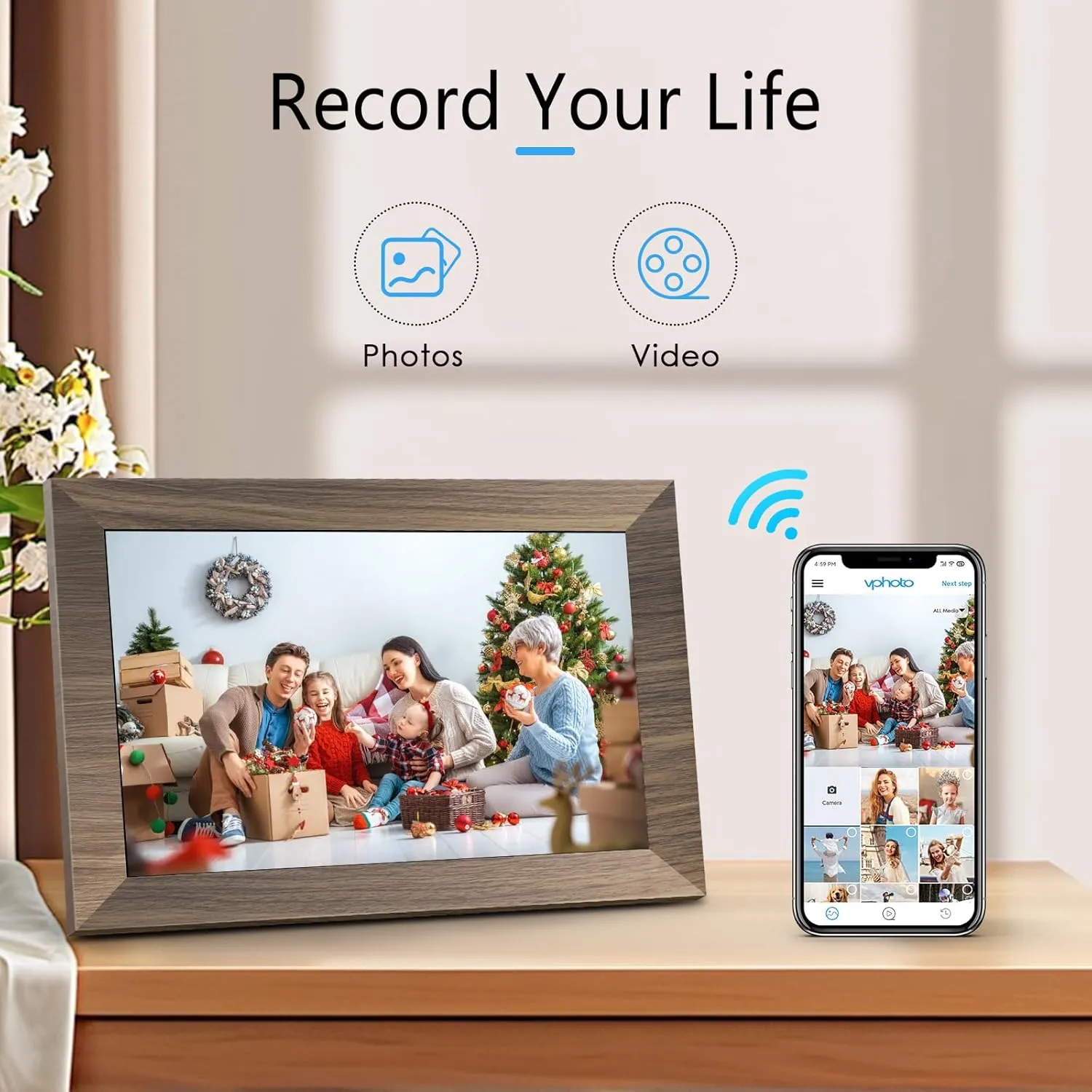 10.1 WiFi Digital Picture Frame, IPS Touch Screen Smart Cloud Digital Photo Frame with 16GB Storage, Wall Mountable, Auto-Rotate, Share Photos from Anywhere Via App, Email