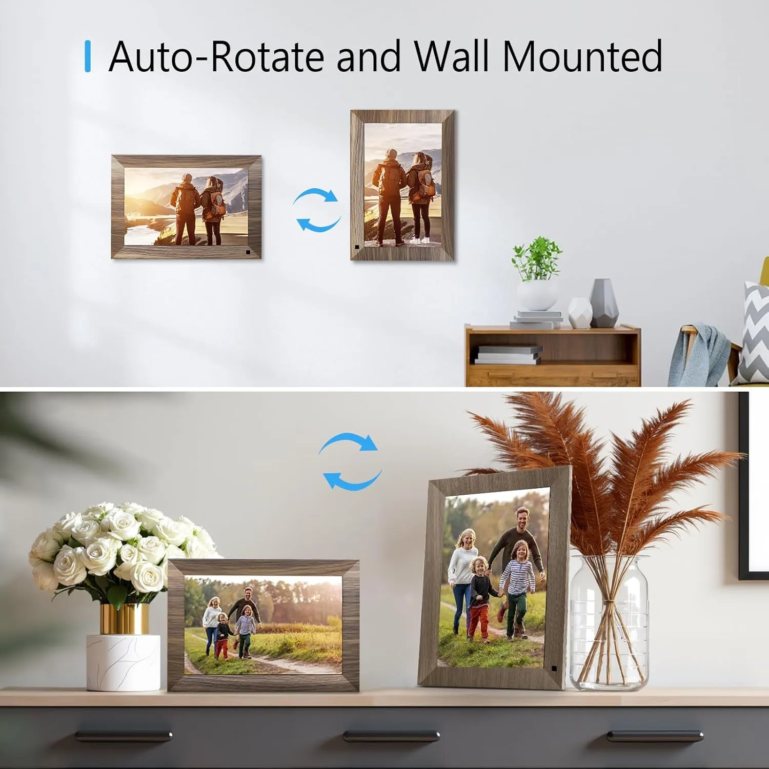10.1 WiFi Digital Picture Frame, IPS Touch Screen Smart Cloud Digital Photo Frame with 16GB Storage, Wall Mountable, Auto-Rotate, Share Photos from Anywhere Via App, Email