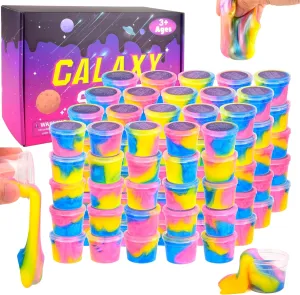 102 Pack Bulk Galaxy Slime Kit, Party Favors for Kids Slime Cup Bulk DIY Stress Relief Putty Toy Stretchy & Non-Sticky Christmas Easter Birthday Goodie Bag Stuffer Classroom Reward for Girls Boys