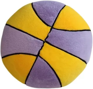 11.8" Sport Plush Basketball Throw Pillow -Fuzzy Stuffed Soft Basketball Pillow for Kids, an Upgrade to The Orange Plush Basketball Toy Pillow Playroom Decor (Purple-Yellow)