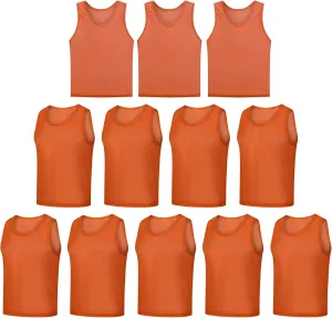12 Pack Scrimmage Vest/Team Training Jerseys/Sports Pinnies/Practice Jerseys/Soccer Bibs with Carry Bag