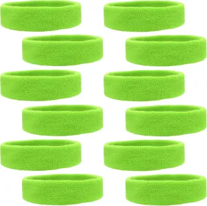 12 Sweatbands Cotton Sports Headbands Terry Cloth Moisture Wicking Athletic Basketball Headband by Kenz Laurenz