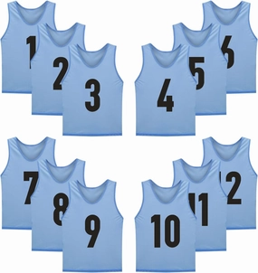 12 Pack(1-12) Numbered Jerseys/Soccer Bibs/Scrimmage Pinnies/Team Training Vest for Adult Youth Kids.