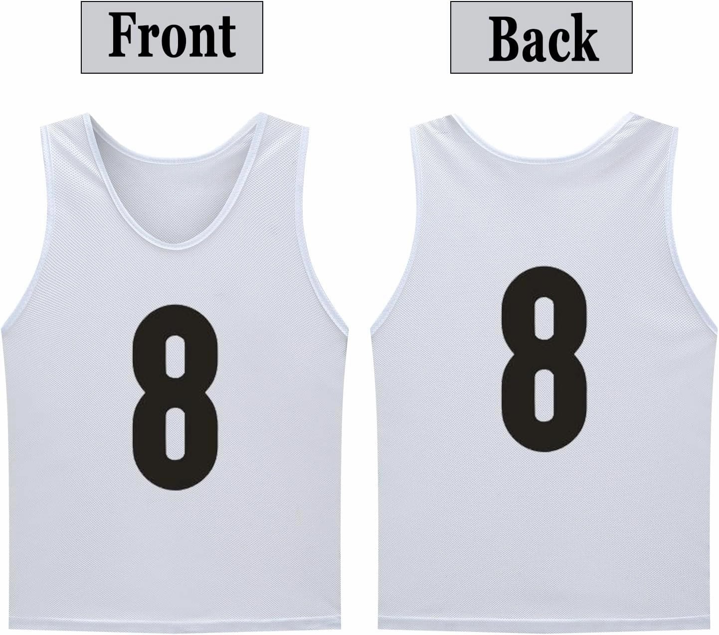 12 Pack(1-12) Numbered Jerseys/Soccer Bibs/Scrimmage Pinnies/Team Training Vest for Adult Youth Kids.