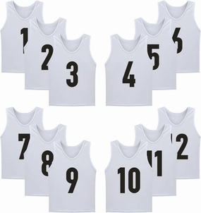 12 Pack(1-12) Numbered Jerseys/Soccer Bibs/Scrimmage Pinnies/Team Training Vest for Adult Youth Kids.