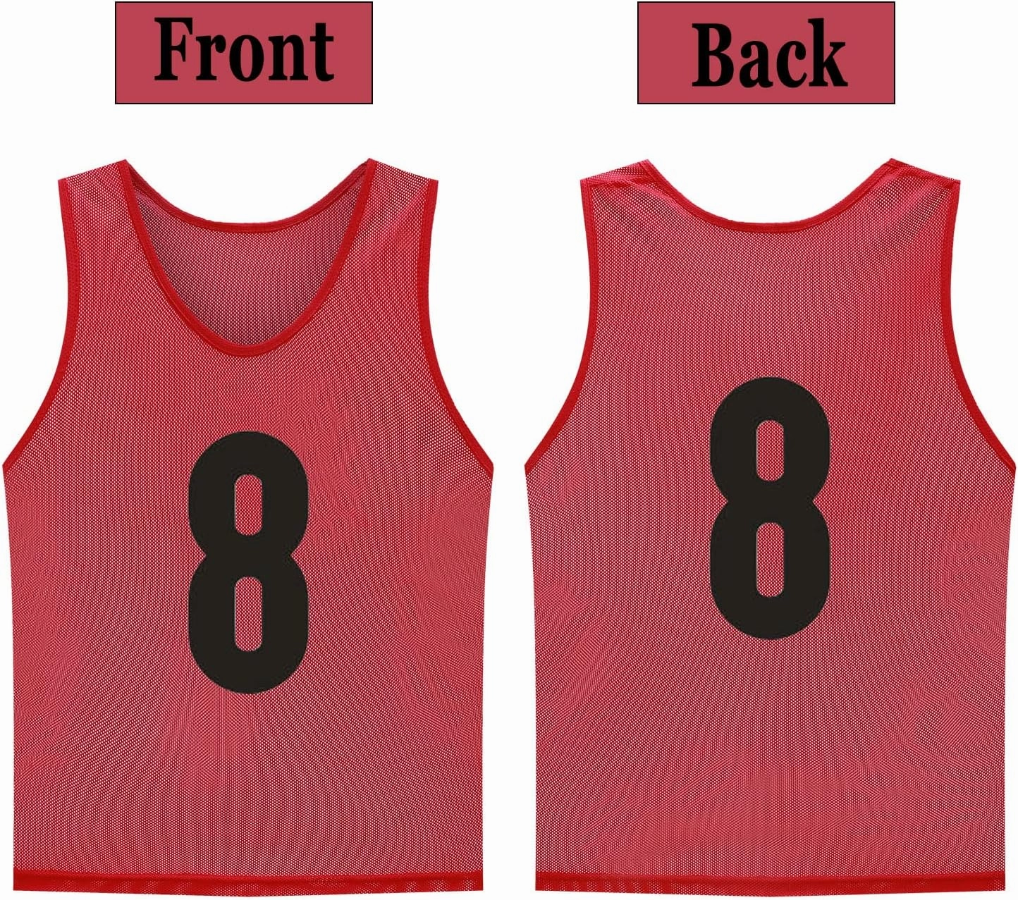 12 Pack(1-12) Numbered Jerseys/Soccer Bibs/Scrimmage Pinnies/Team Training Vest for Adult Youth Kids.