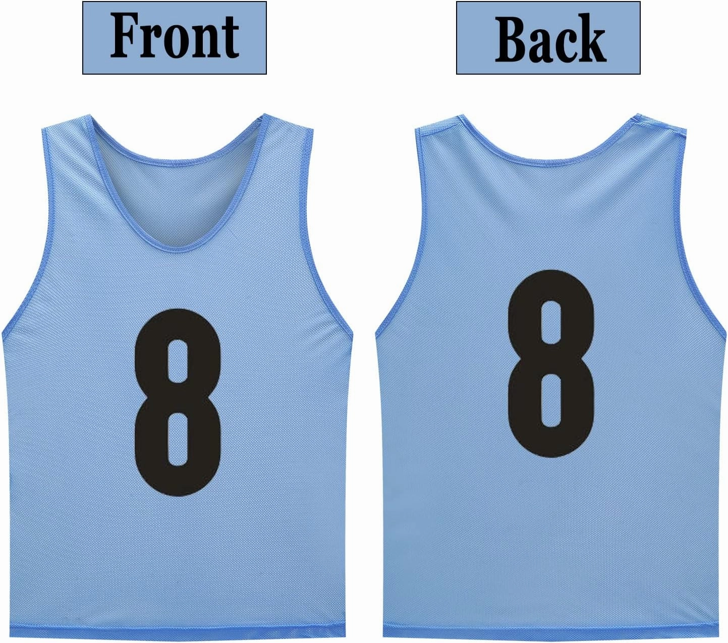 12 Pack(1-12) Numbered Jerseys/Soccer Bibs/Scrimmage Pinnies/Team Training Vest for Adult Youth Kids.