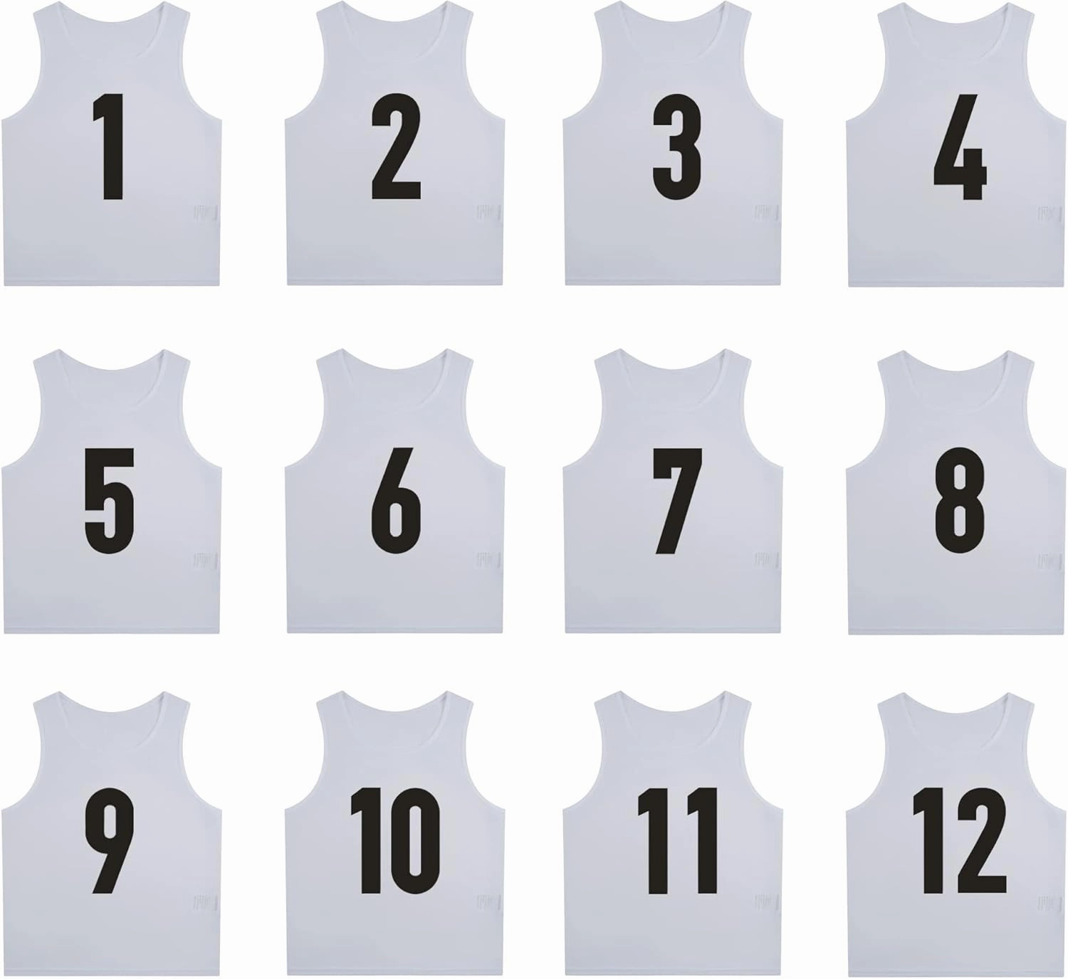 12 Pack（1-12） Numbered Pinnies/Scrimmage Vest/Team Practice Jerseys for Basketball, Soccer, Football