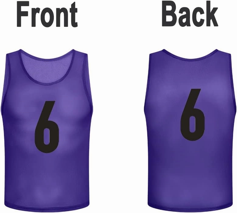 12 Pack（1-12） Numbered Pinnies/Scrimmage Vest/Team Practice Jerseys for Basketball, Soccer, Football