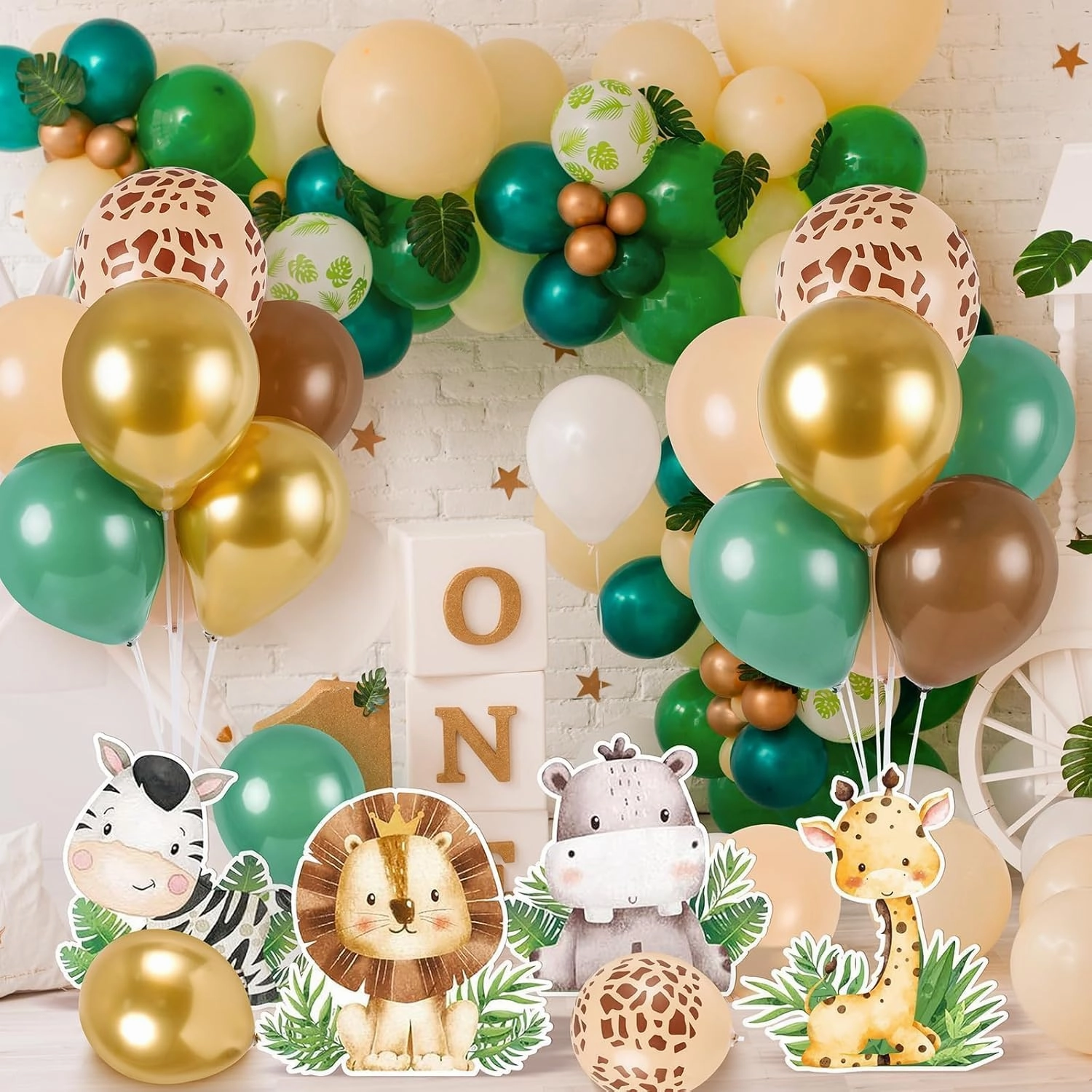 12 Sets Baby Shower Jungle Animals Balloon Stand Kit Safari Baby Shower Centerpiece Decoration with Balloon Wild Animals Decor for Boys Kids Nursery Wild Forest Theme Birthday Party Supplies