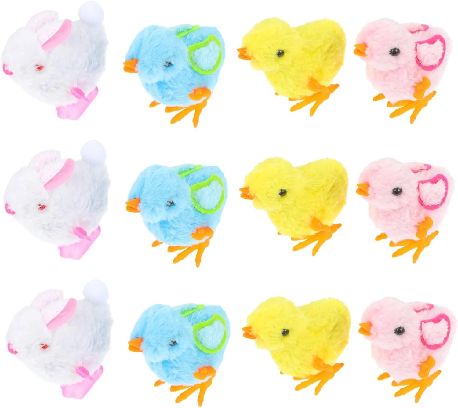 12Pcs Wind Up Animal Cute Chicken Bunny Clockwork Playthings Cartoon Design for Party Favors Easter Celebrations