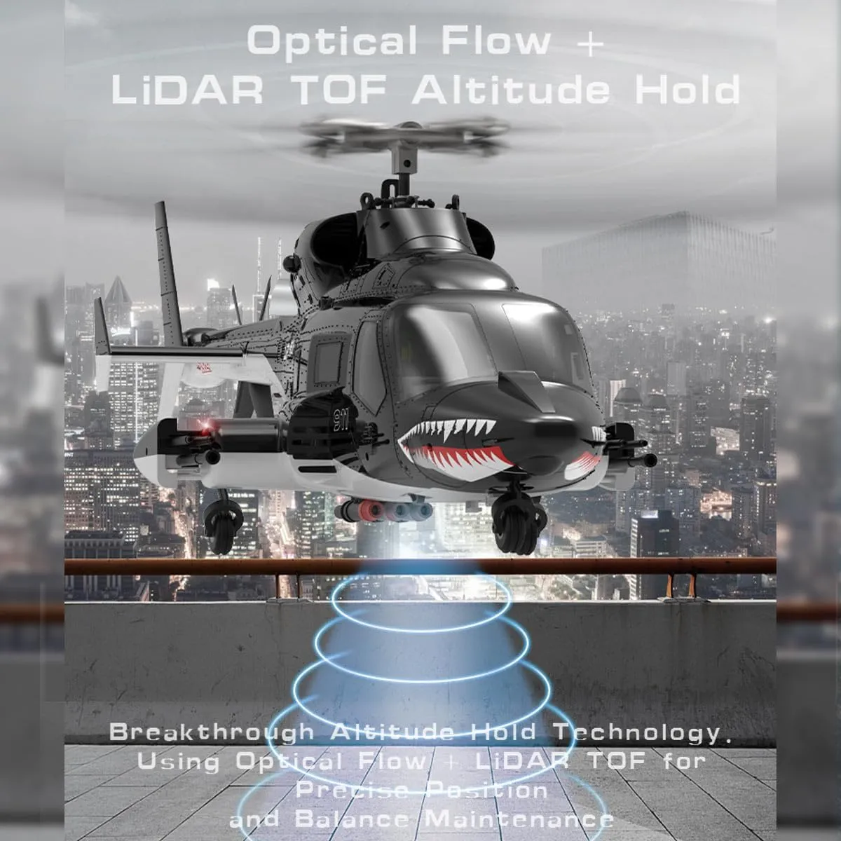 1/34 Scale AW-911 Air - Wolf RC Helicopter for Adults, 2.4G 9CH Flybarless RC Helicopter Model with 6G/3D Stunt Mode and GPS Positioning for Beginners (RTF Version)