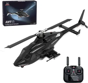 1/34 Scale AW-911 Air - Wolf RC Helicopter for Adults, 2.4G 9CH Flybarless RC Helicopter Model with 6G/3D Stunt Mode and GPS Positioning for Beginners (RTF Version)