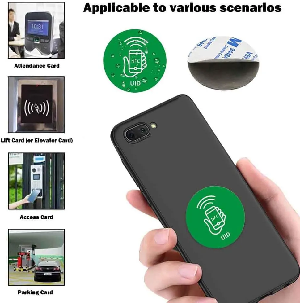 13.56 MHz UID Writable Rewritable Clone IC Smart Keychain, Compatible with MIFARE Classic 1K, RFID Blank Sticker for Access Control Key Sticker Rewritable (5 PCS)
