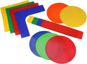 13Pcs Ground Court Marker Kit Skid PVC Stickers for Tennis Basketball and Badminton Includes Color Round Pads and Color Corners
