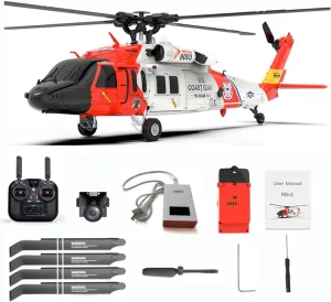 1/47 F09-S UH-60 Black Hawwk RC Helicopter - 2.4GHz 6CH Remote Control with Brushless Motor, LED Lights&GPS, 3D Stunt Capable, RC Gift for Adults & Teen (RTF Edition)