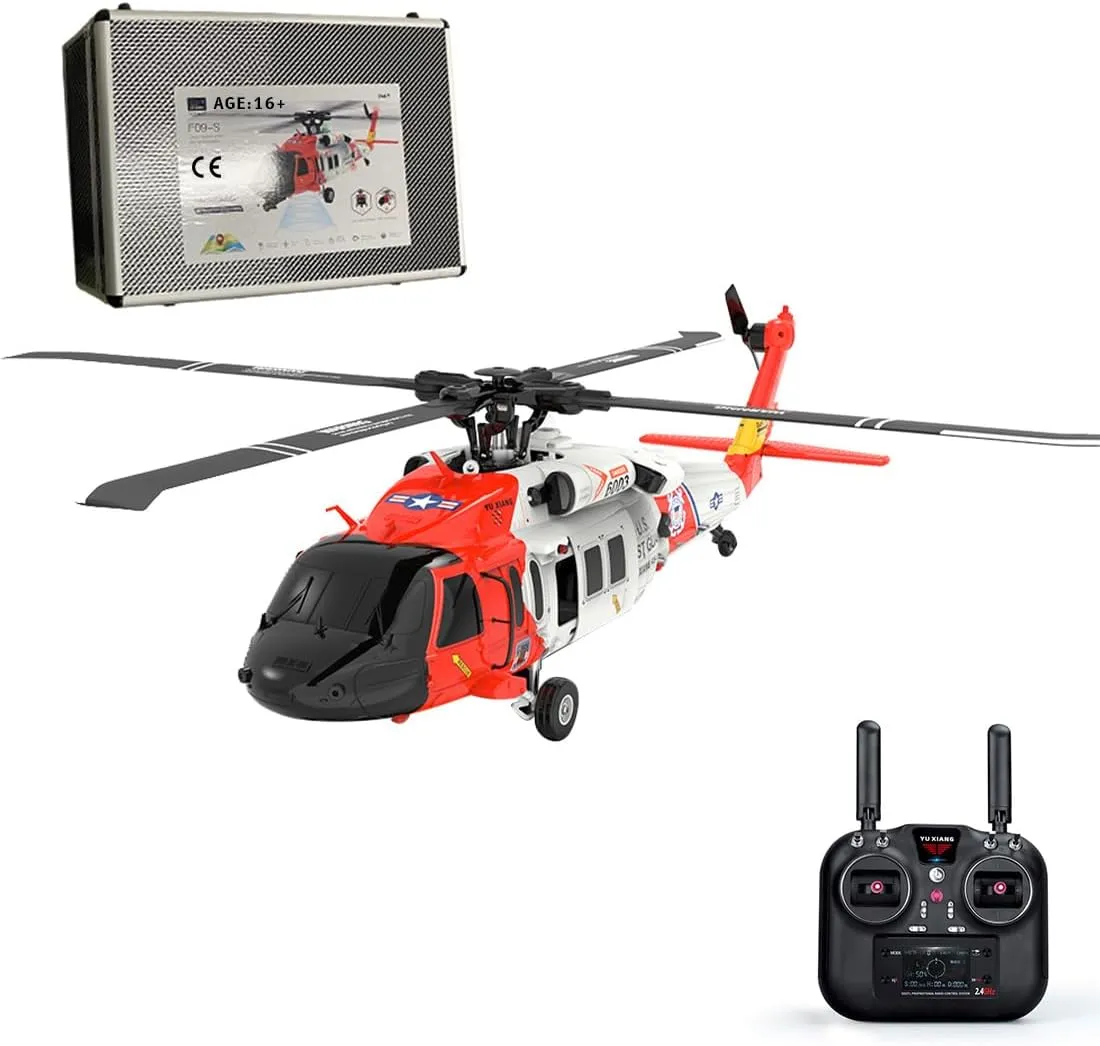 1/47 F09-S UH-60 Black Hawwk RC Helicopter - 2.4GHz 6CH Remote Control with Brushless Motor, LED Lights&GPS, 3D Stunt Capable, RC Gift for Adults & Teen (RTF Edition)