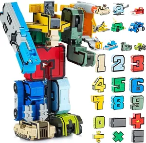 15 Pieces Number Robot Toys Number Learning Toys, Number Transformer Robots Toys for Kids Boys Girls 3 4 5 6 Years Old (1-10)