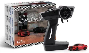 1:76 Turbo Racing Scale RC Sport Car, Table Racing Remote Control Mini Model Car Full Proportional RTR Kit Toys (C75-red)