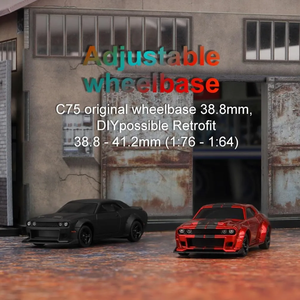1:76 Turbo Racing Scale RC Sport Car, Table Racing Remote Control Mini Model Car Full Proportional RTR Kit Toys (C75-red)