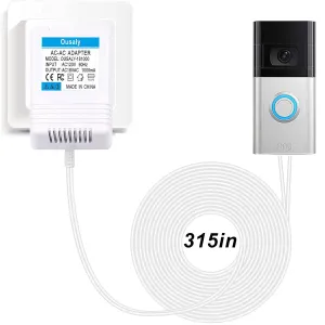 18VAC1A Video Doorbell Power Adapter for Video Doorbell,Ring Video Doorbell Pro and Ring Video Doorbell 2,Transformer Compatible with Zmodo Smart Doorbell and Nest Hello Doorbell,(26FT White Cable)