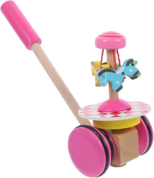 1Pc Wooden Helicopter Trolley Educational for Pushing Cart Fun Developmental Plaything for Random Style