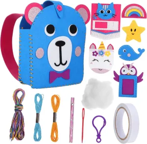 1set Adorable Boy Girl Felt Sewing Kit Beginner Craft Supplies Unique Patterns for Felt Purse Making for Creative Projects and