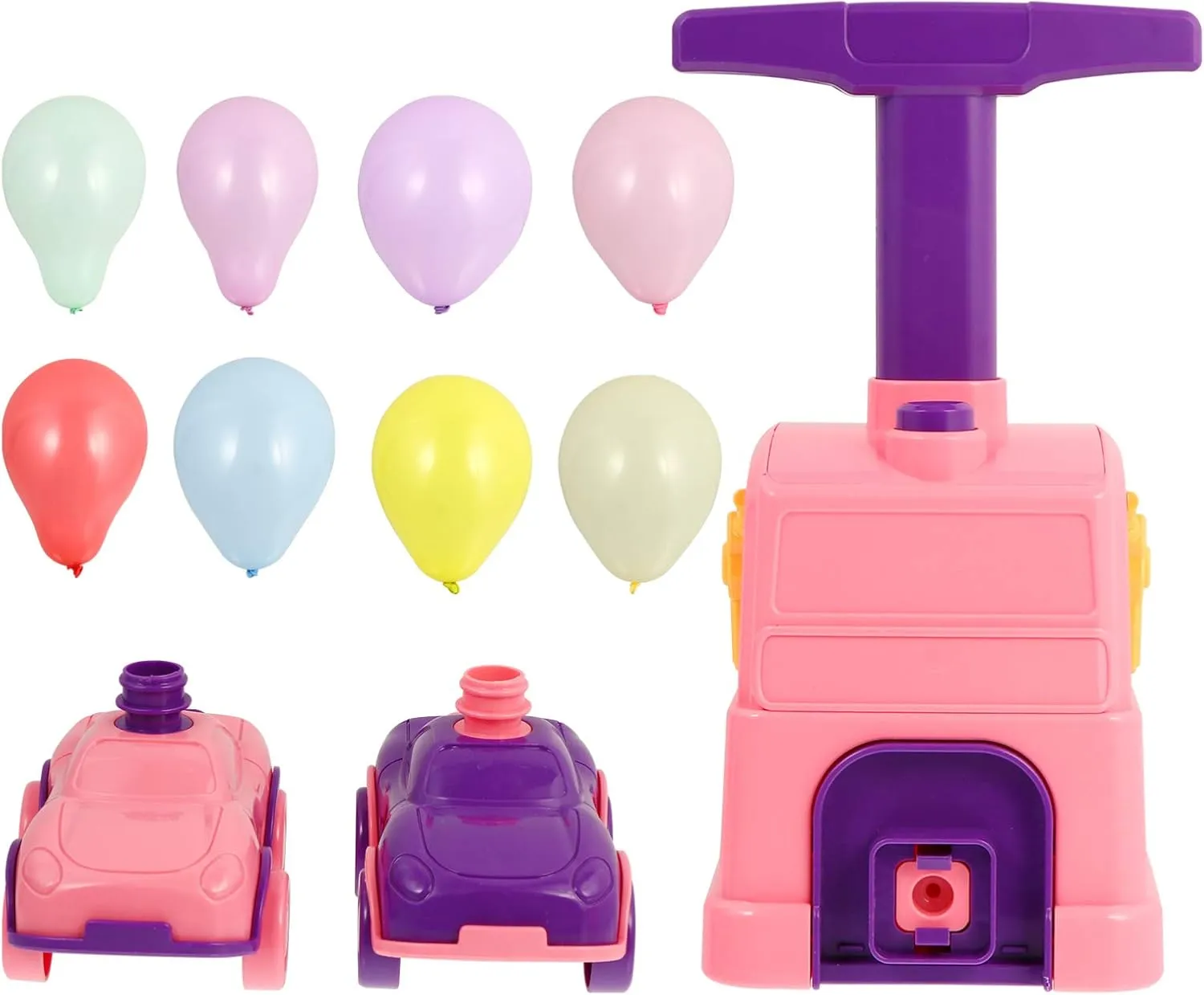 1set Air-powered Balloon Car Toy Cute Cartoon Educational Plaything for Boys and Girls Hand-eye Coordination Color Recognition Safe Young Boy Girl