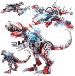 2 in 1 Dinosaurs Building Kits, 422PCS Educational Building Sets for Kids Boy, STEM DIY Building Blocks Toys, 3D Dinosaur Aircraft Transforming Puzzle for Children 6  and Adults
