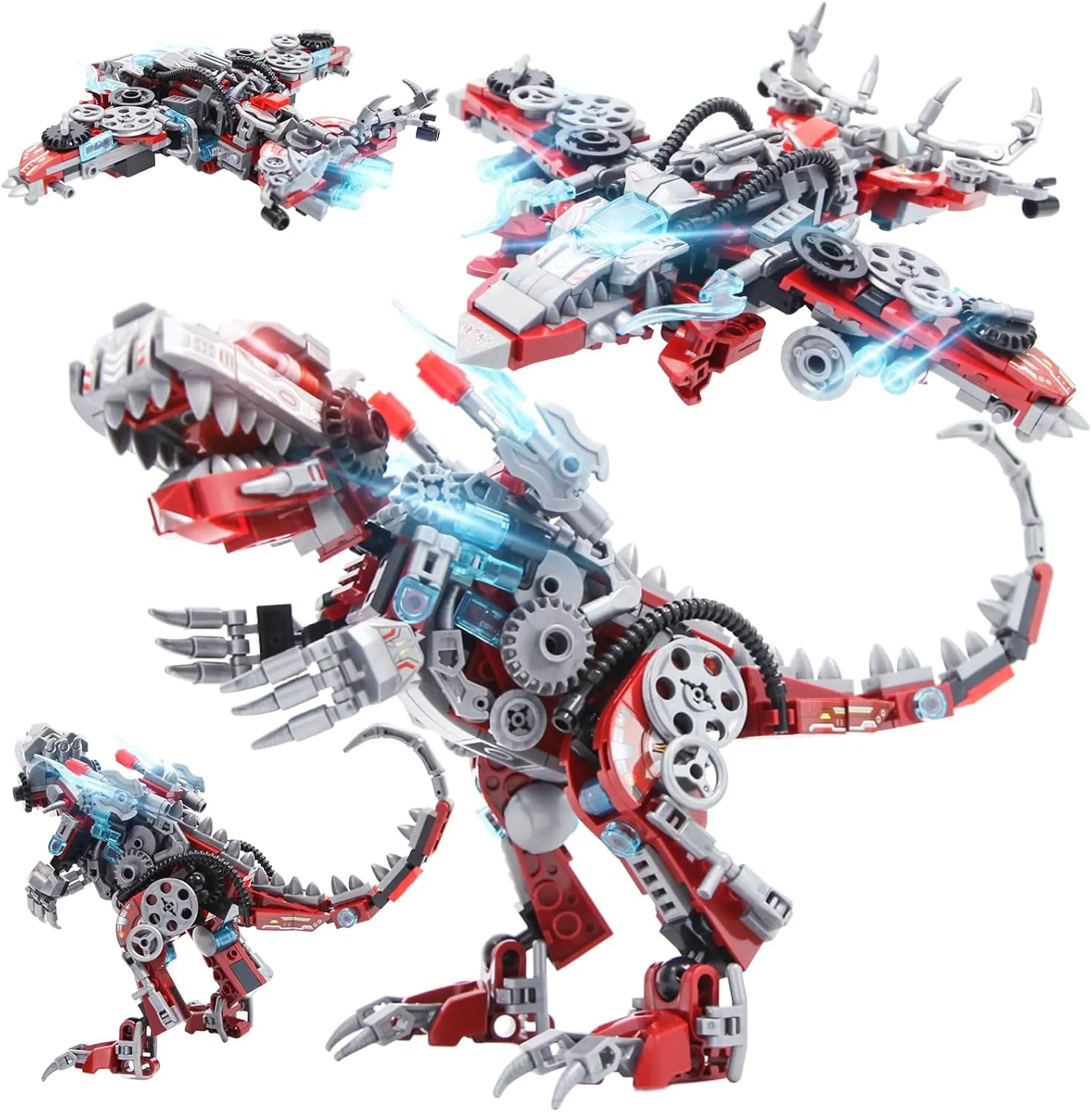 2 in 1 Dinosaurs Building Kits, 422PCS Educational Building Sets for Kids Boy, STEM DIY Building Blocks Toys, 3D Dinosaur Aircraft Transforming Puzzle for Children 6  and Adults