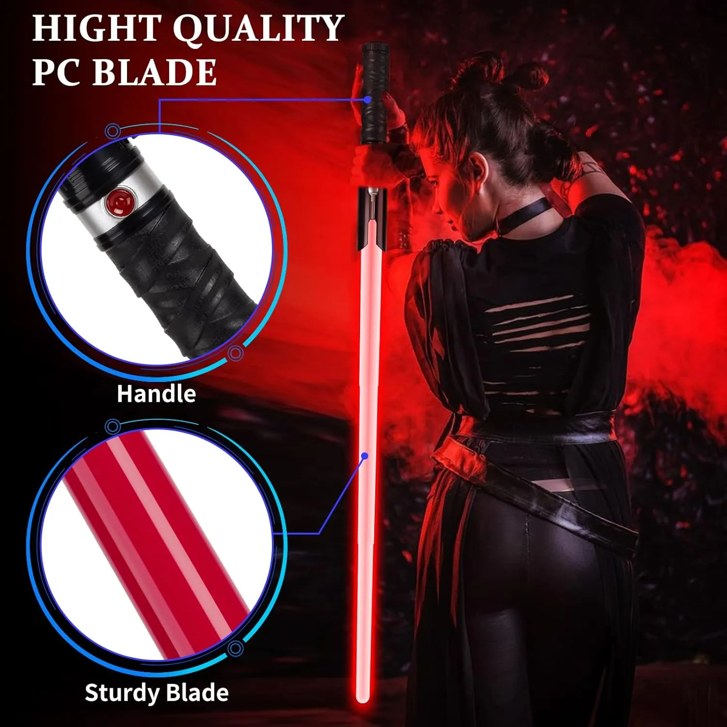 2-in-1 LED Dual Swords Set with FX Sound and Realistic Handle, Expandable Light Saber for Kids and Adults, Halloween Warriors - Light Swords Toy