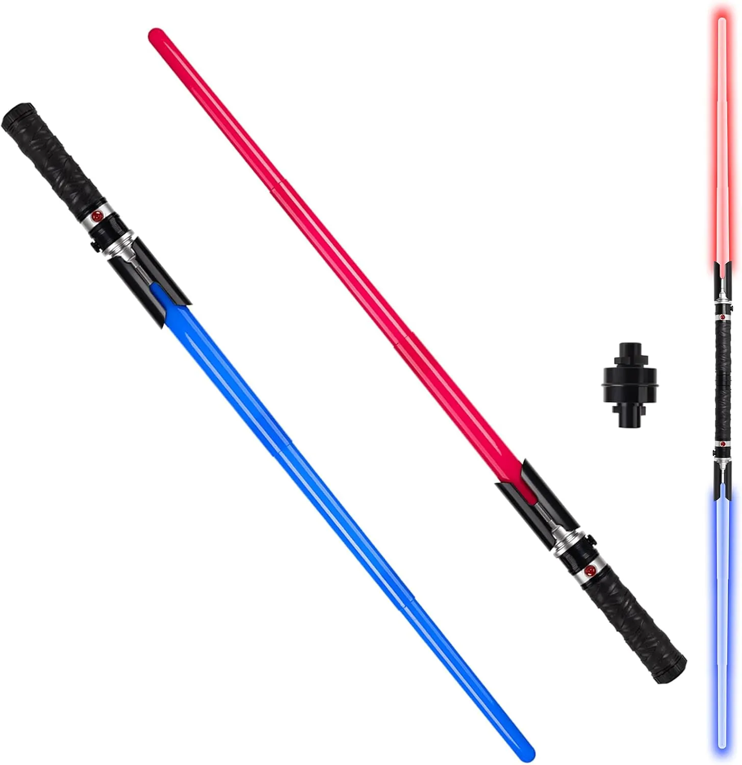 2-in-1 LED Dual Swords Set with FX Sound and Realistic Handle, Expandable Light Saber for Kids and Adults, Halloween Warriors - Light Swords Toy