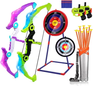 2 Pack Bow and Arrow for Kids 8-12, Kids Bow and Arrow Set with 10 Suction Cup Arrows, 2 Archery Target & 1 Quiver, Archery Set for Kids Girls Boys Birthday Toys