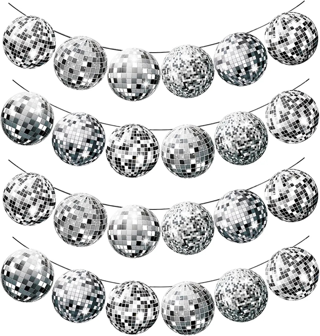 2 Pieces Disco Ball Banner, Mirror Reflective Disco Banner, Glitter Party Decoration, Prom Diy Decorations, Suitable For Party, Dance Party