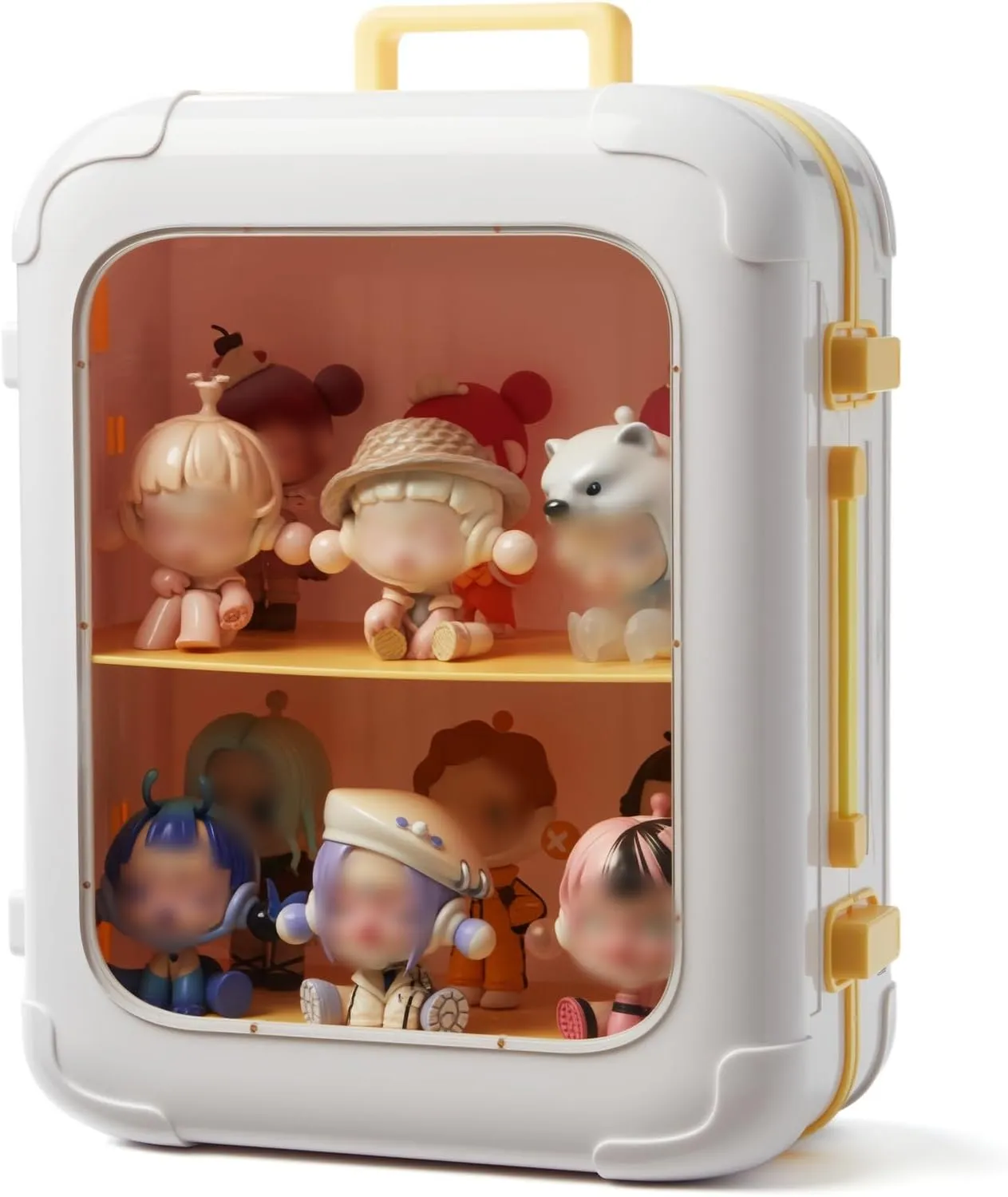 2-Ties Display Case for Figures, Dust-Proof Stackable Display Cabinet Organizer for Mini Action Figures Collectibles