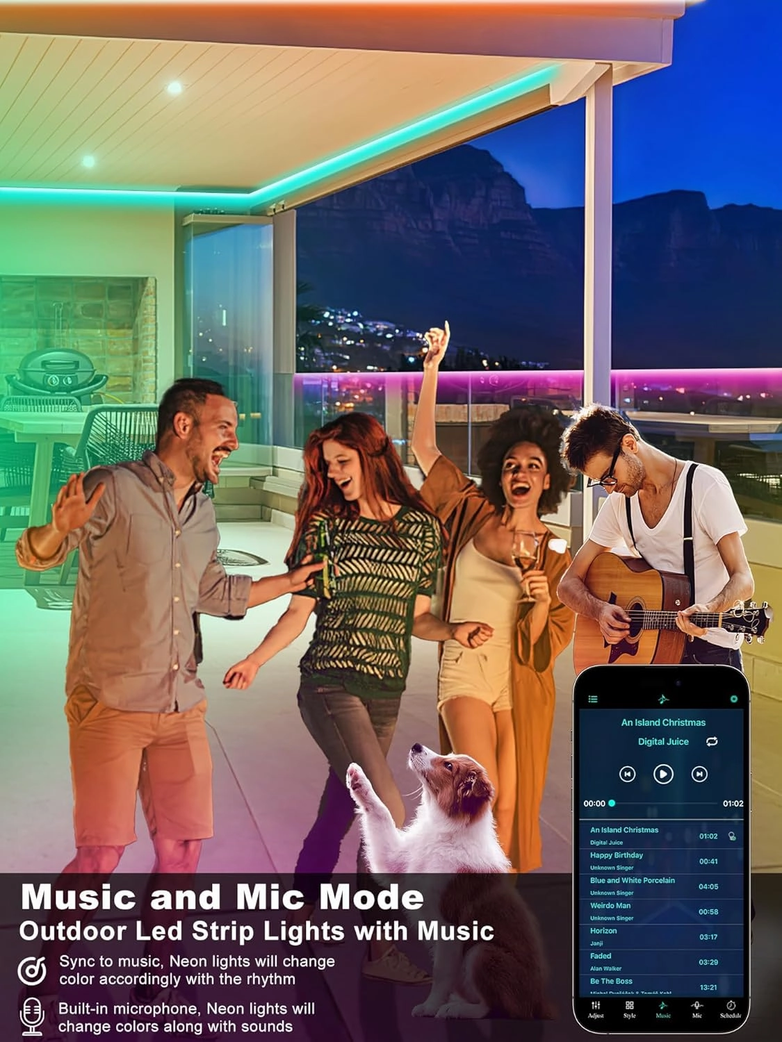200ft Outdoor Led Strip Lights Waterproof, Ip68 Outside Led Light Strip Waterproof with Remote and App Control, Exterior Led Rope Lights Music Syne RGB Strip Lights for House Decor(2 * 100ft)