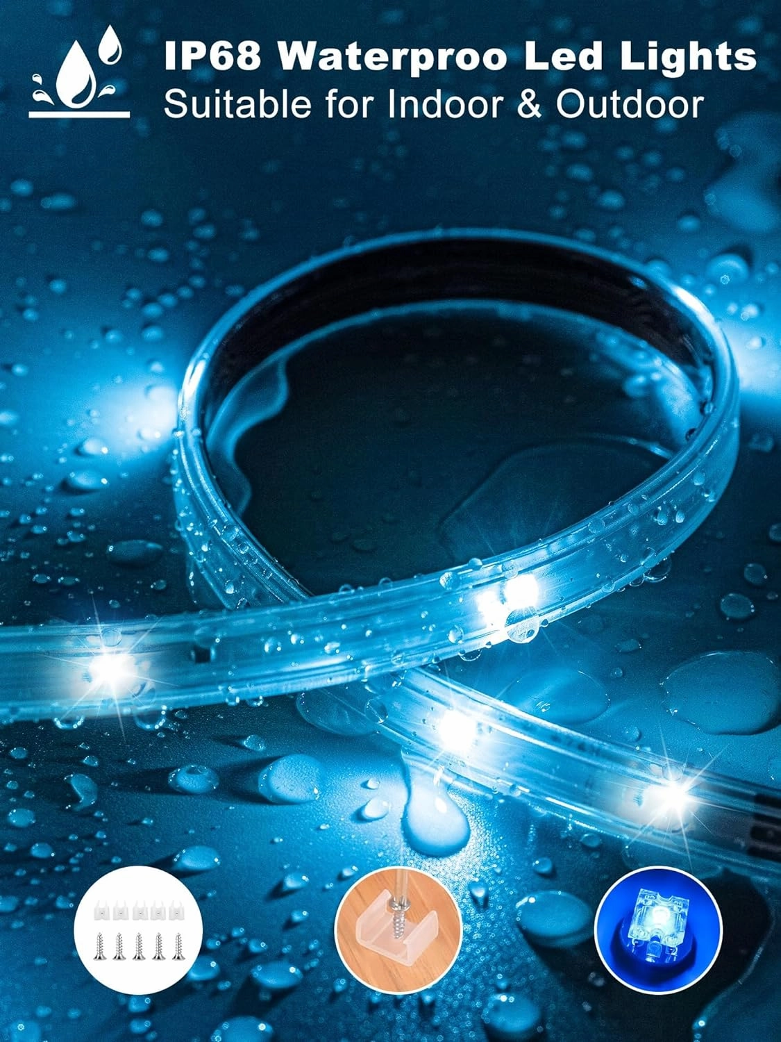 200ft Outdoor Led Strip Lights Waterproof, Ip68 Outside Led Light Strip Waterproof with Remote and App Control, Exterior Led Rope Lights Music Syne RGB Strip Lights for House Decor(2 * 100ft)