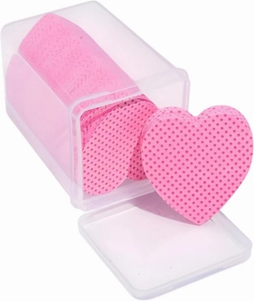 200pcs Eyelash Glue Wipes Heart Shaped Lint-Free Nail Polish Remover Pads Cotton Paper Gel Nail Wraps for Manicure Cleanup Nail Art Tools (Rose Red)