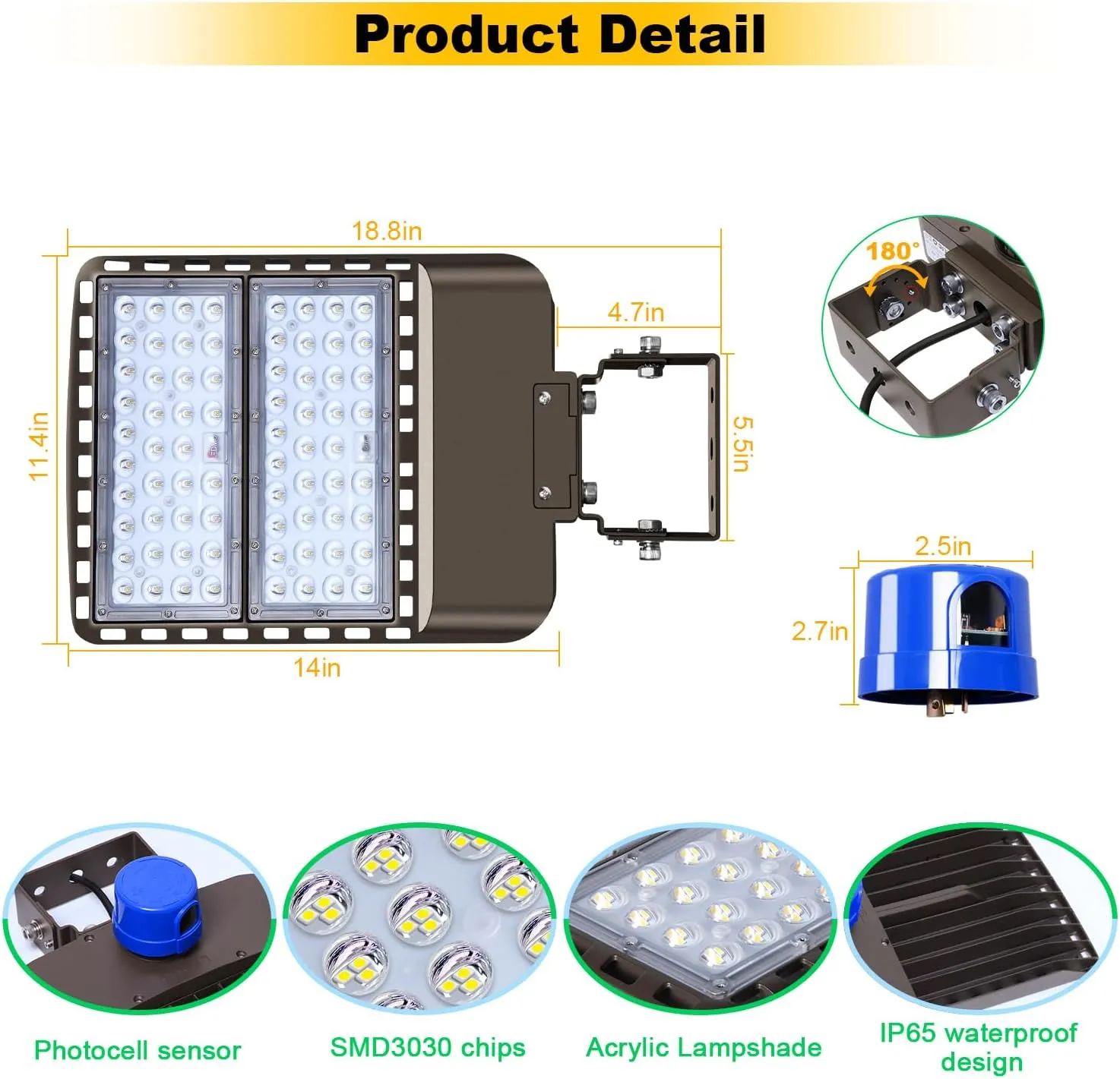 200W LED Parking Lot Light 28000LM Bright Dusk to Dawn FloodLights Outdoor with Trunnion Wall Yoke Mount 5500K Commercial 85-277V IP65 Waterproof Shoebox Barn Lighting for Yard,Garage