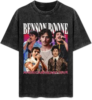 2025 American Heart Tour Men's T Shirt Vintage Washed Round Neck Retro Short Sleeve Shirt for Mens