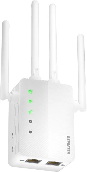 2025 WiFi Extender Signal Booster - 10X Faster Wi-Fi 6 Dual-Band Booster, Covers 15,000 Sq.Ft Long Range | 4 Antennas, Ethernet Port & EasyMesh, 1-Tap Setup, Works with All Routers